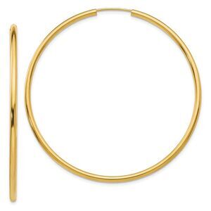 2mm x 55mm 14k Yellow Gold Polished Round Endless Hoop Earrings